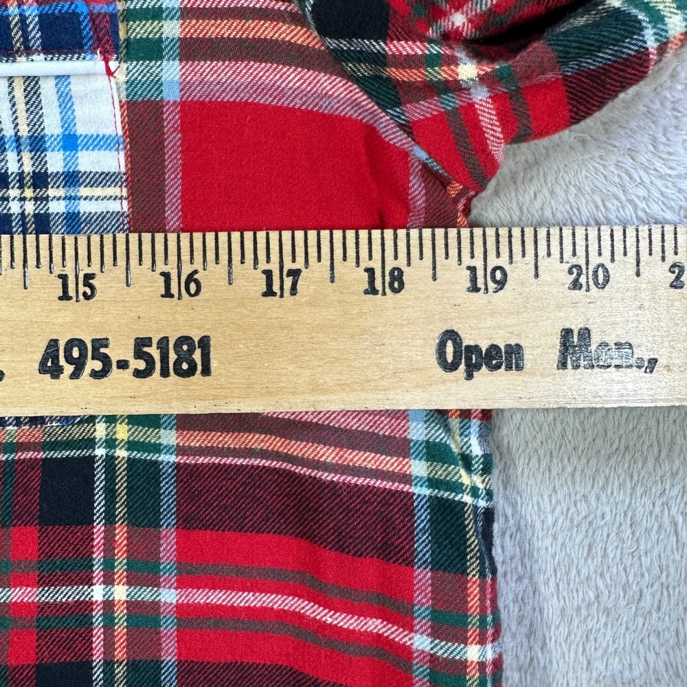 Lands End Pajama Set Womens Medium Red Plaid Flannel Cotton Holiday Sleepwear - Picture 6 of 9
